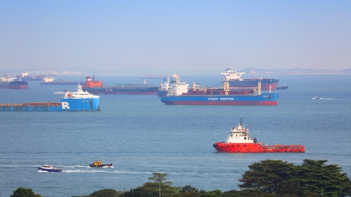 Ships entering Singapore