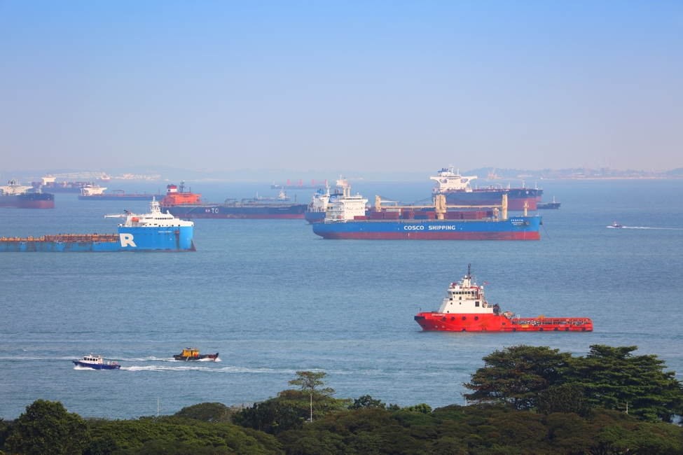 Ships entering Singapore